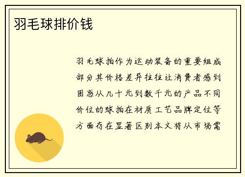 羽毛球排价钱